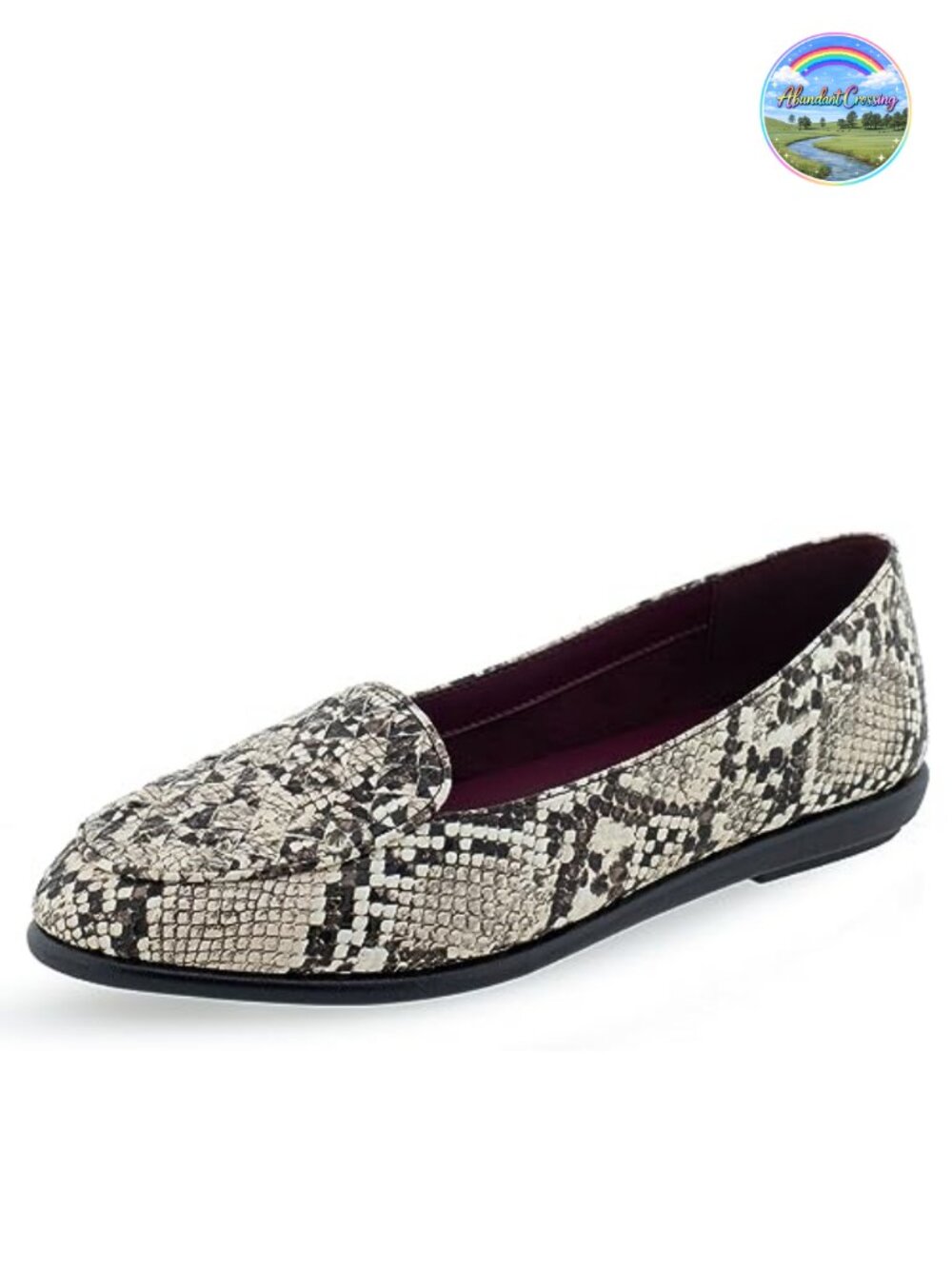 Faux Leather Slip-On Loafers, Comfortable Ballet Flat, Ortholite Insole